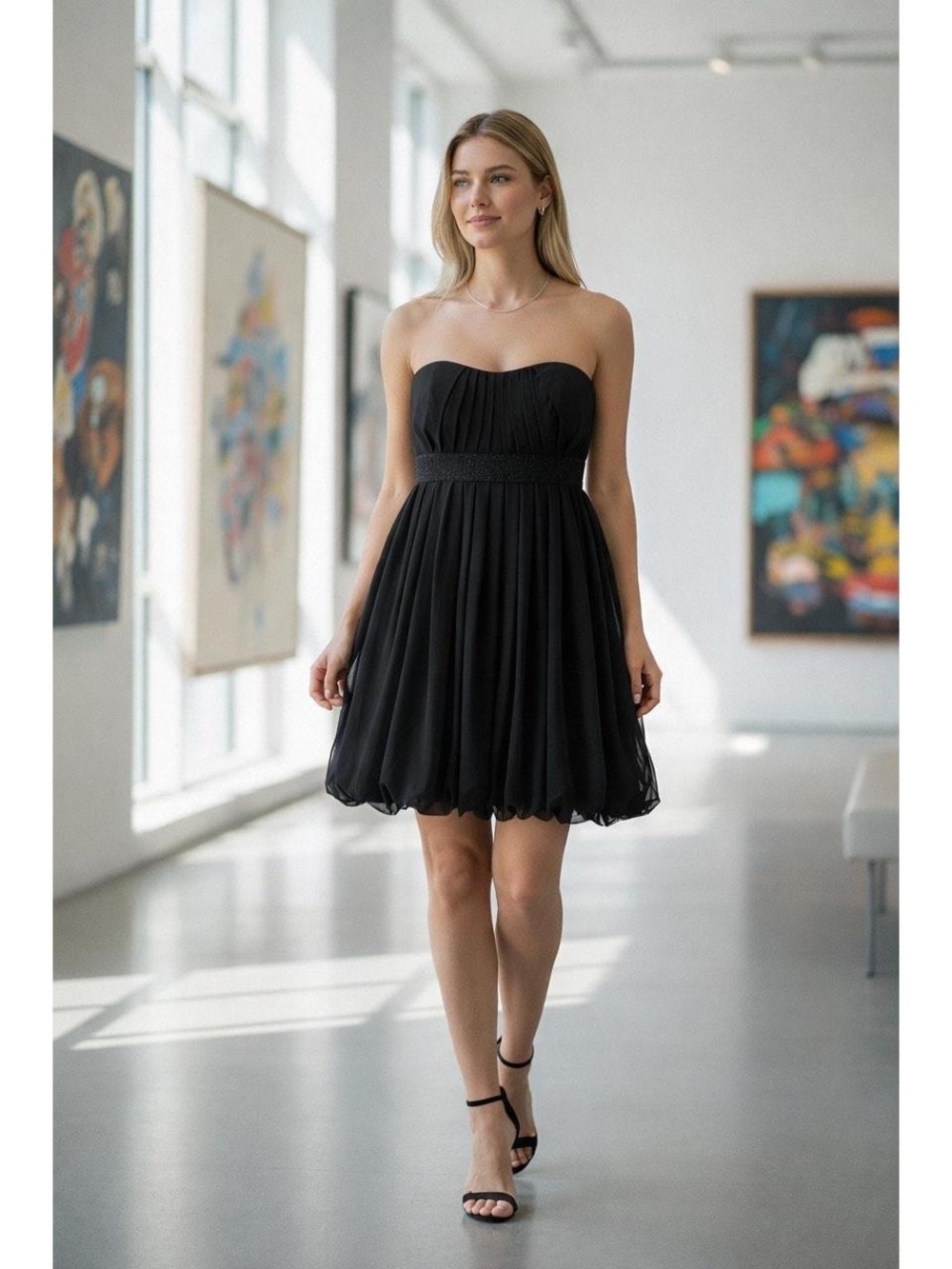 WHBM Strapless Black Cocktail Dress (10)